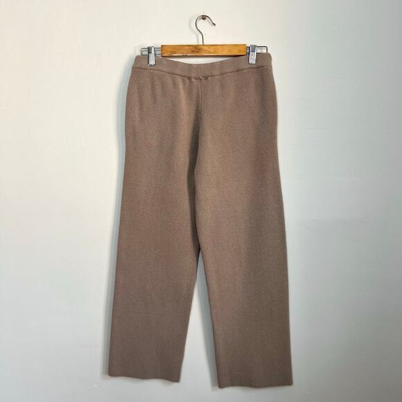 FIGS Wide Leg Ribbed Knit Cozy Lounge Pants Joggers in Neutral Tan Latte S - Picture 6 of 9